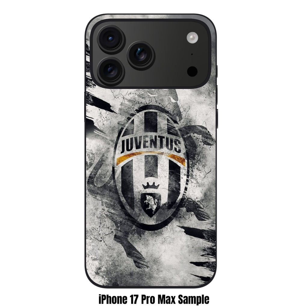 Juventus FC Phone Case For iPhone Samsung Galaxy Pixel - Classic Juventus FC Crest On Abstract Black And White Splash Background With Bull Silhouette