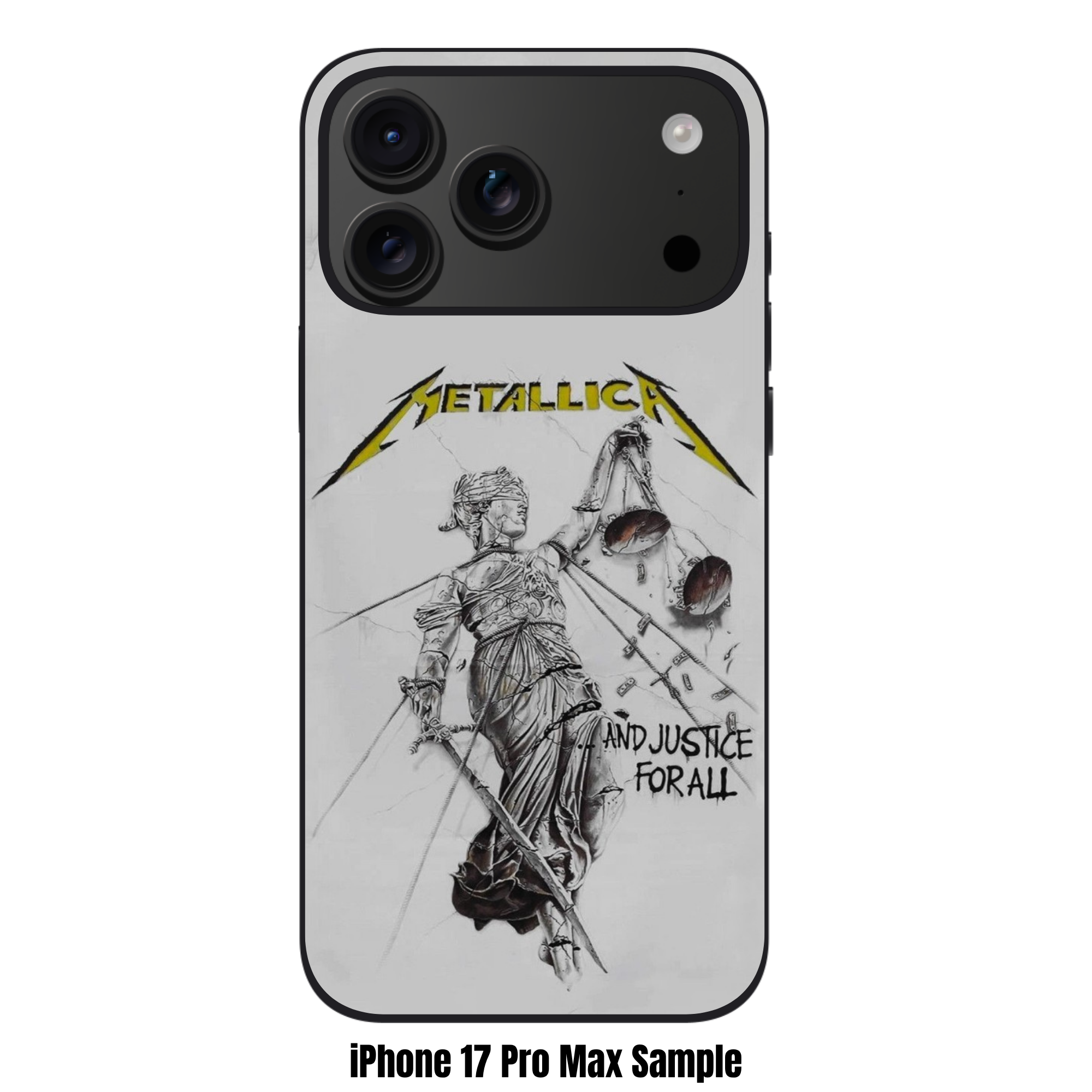 Metallica Phone Case For iPhone Samsung Galaxy Pixel - Metallica And Justice For All Album Art On Gray Background