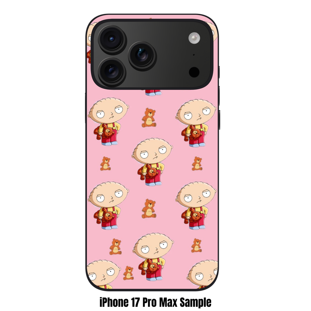 Family Guy Stewie Griffin Phone Case For iPhone Samsung Galaxy Pixel - Stewie Griffin And Rupert Pattern On Pink Background