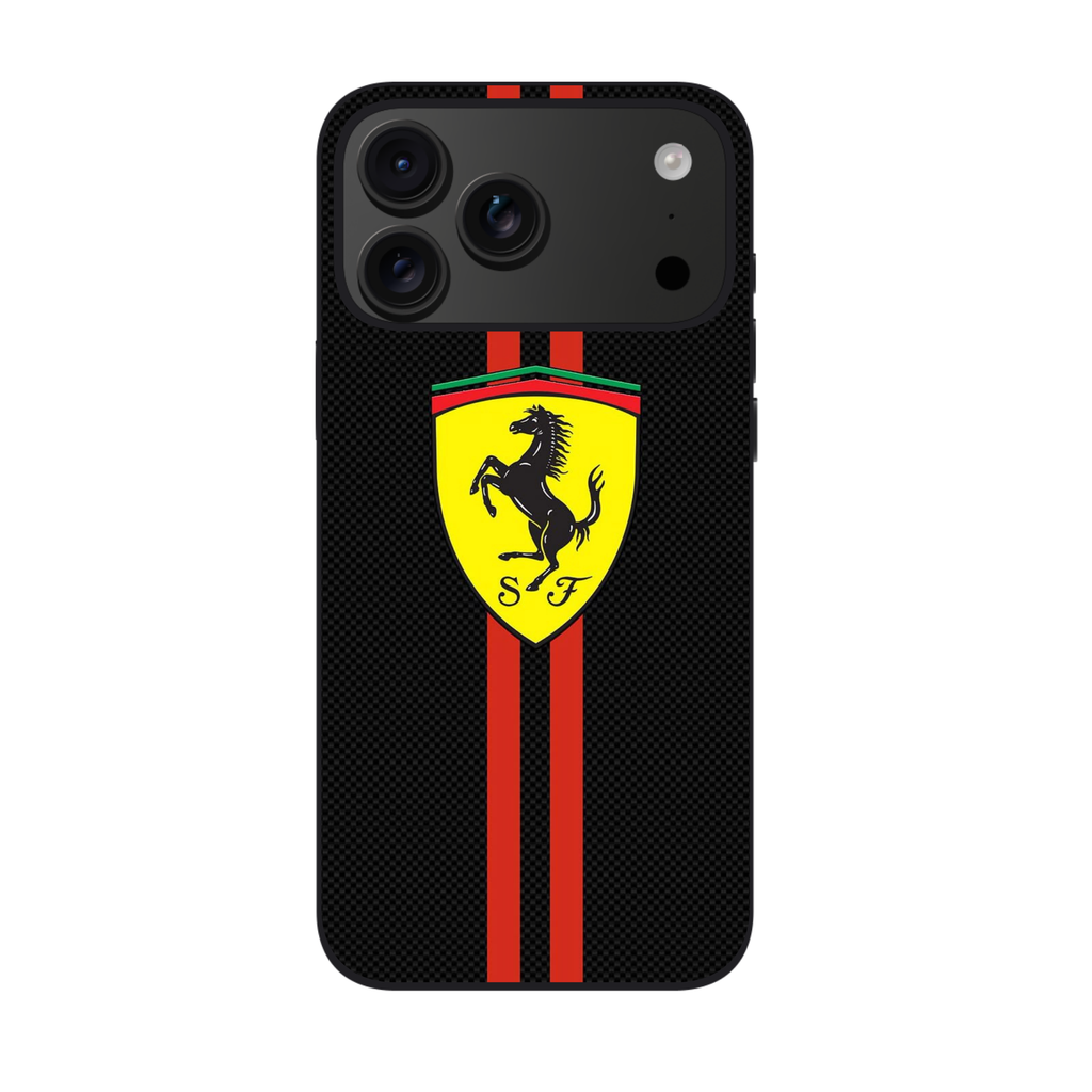 F1 Formula 1 Ferrari Phone Case For iPhone Samsung Galaxy Pixel - Ferrari Logo On Black Textured Background