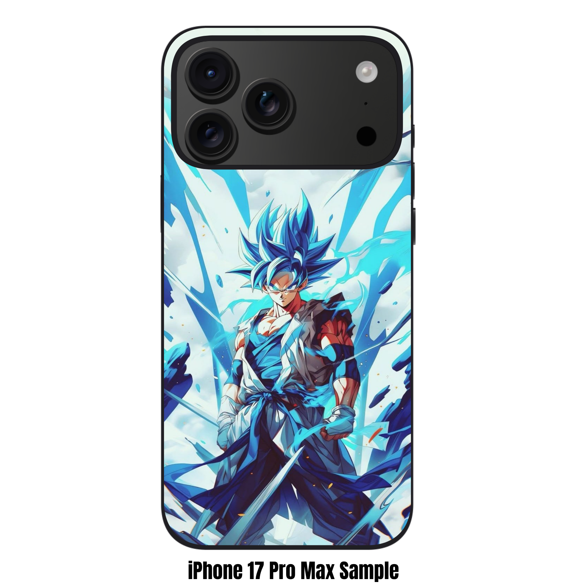 Dragon Ball Goku Phone Case For iPhone Samsung Galaxy Pixel - Super Saiyan Blue Son Goku Action Art With Swirling Blue Energy Waves On Bright Sky Background