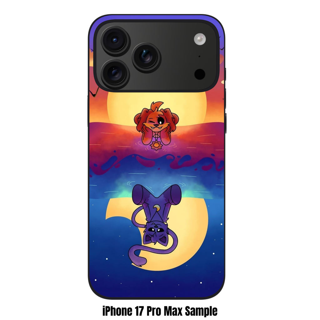 Poppy Playtime Phone Case For iPhone Samsung Galaxy Pixel - Smiling Critters DogDay And CatNap Symmetrical Reflection Sunset And Night Art