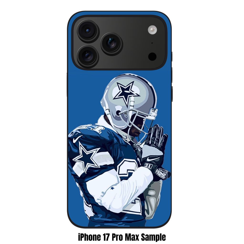 NFL Dallas Cowboys Phone Case For iPhone Samsung Galaxy Pixel - Dallas Cowboys Deion Sanders Pray With Prime Portrait On Blue Background