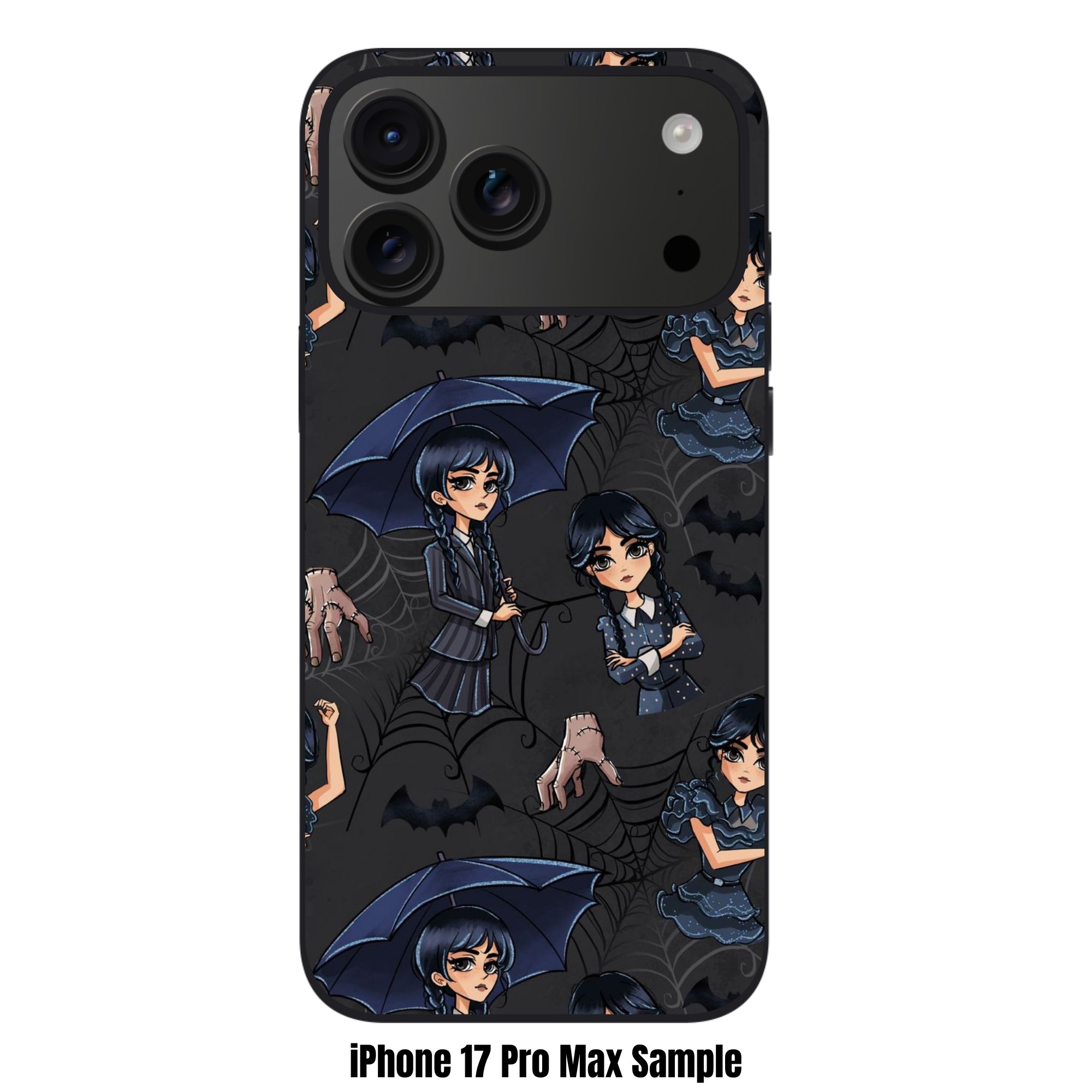 Wednesday Phone Case For iPhone Samsung Galaxy Pixel - Wednesday And Thing Illustration Pattern Background