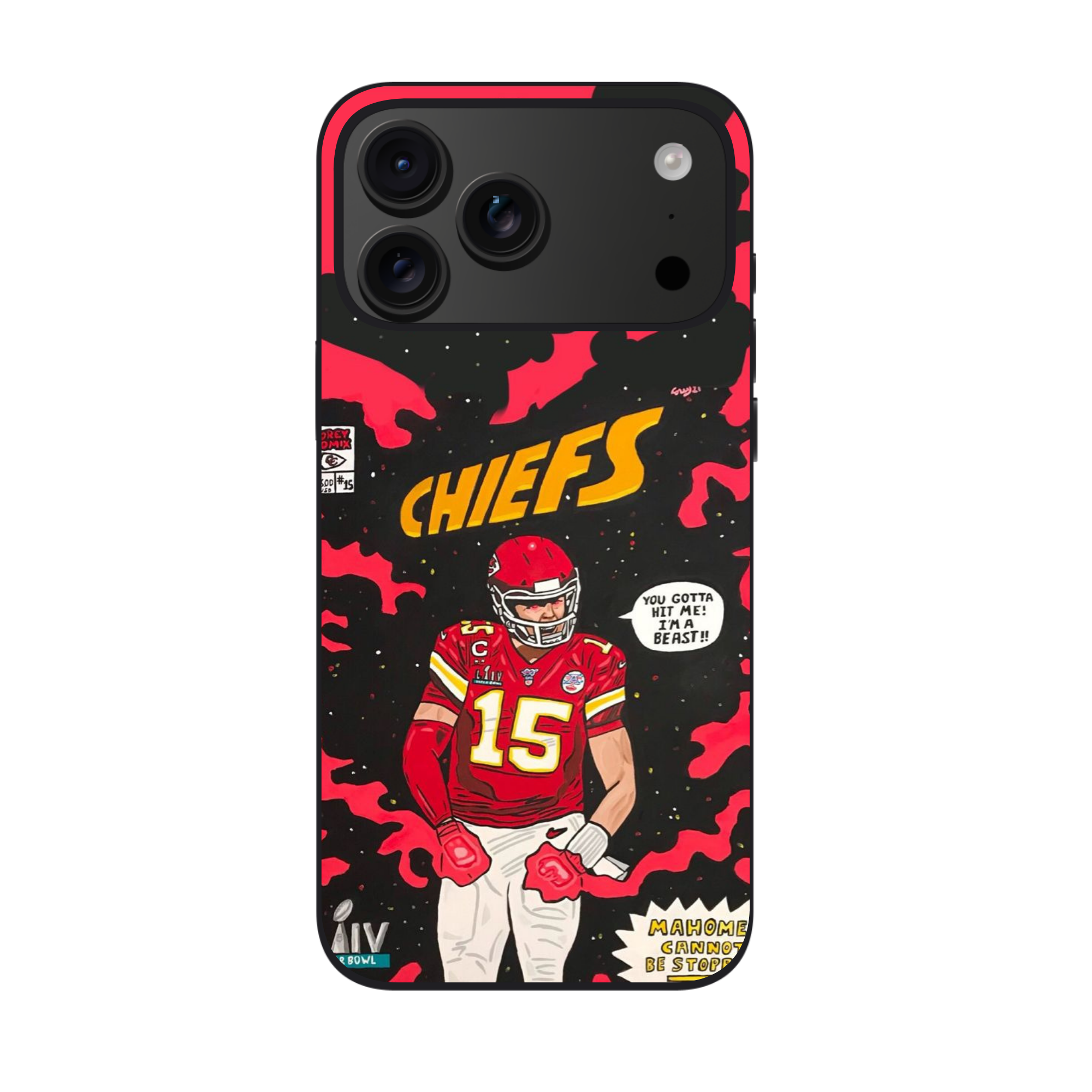 NFL Kansas City Chiefs Phone Case For iPhone Samsung Galaxy Pixel - Kansas City Chiefs Patrick Mahomes Comic Style On Red And Black Background