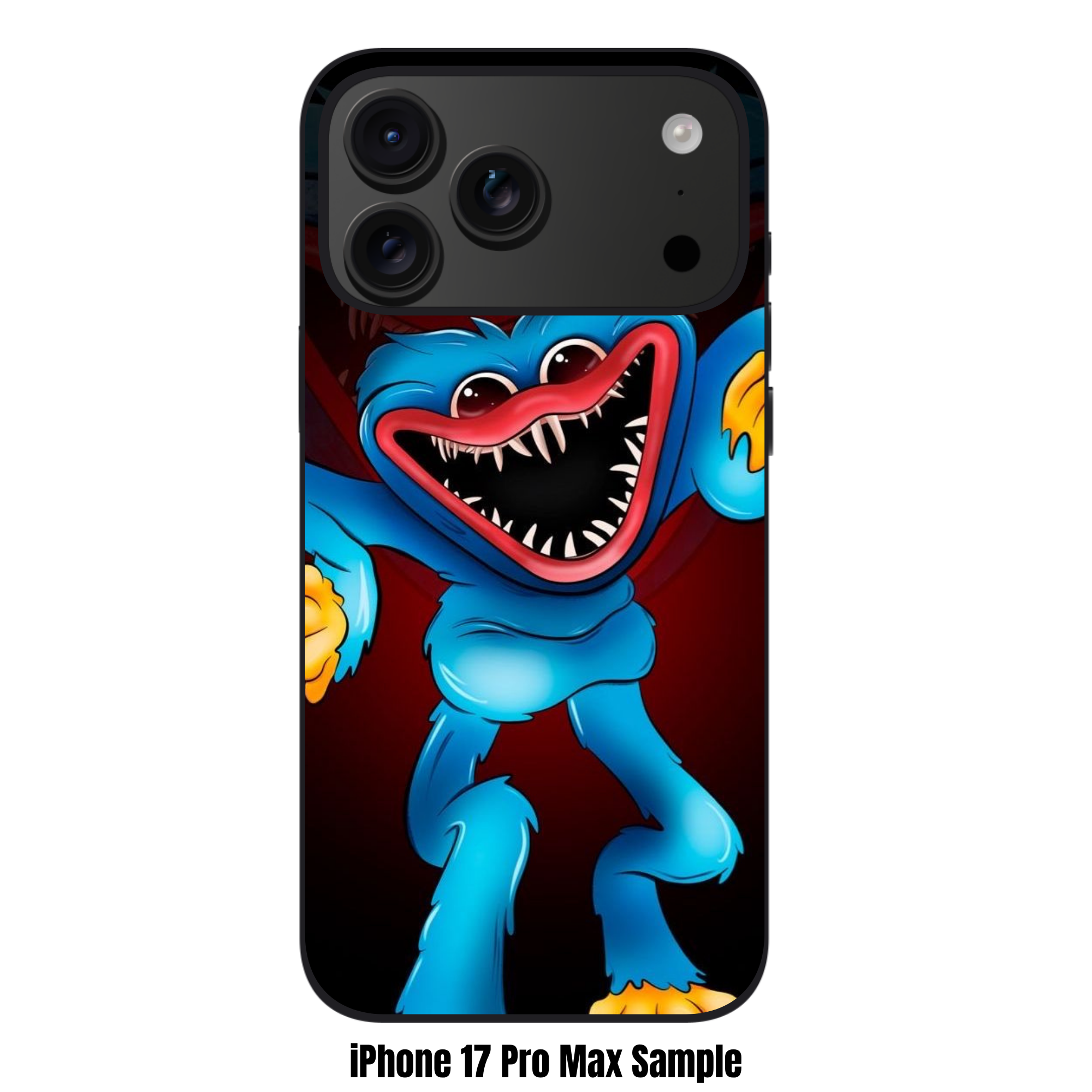 Poppy Playtime Huggy Wuggy Phone Case For iPhone Samsung Galaxy Pixel - Huggy Wuggy And Large Grinning Silhouette Background