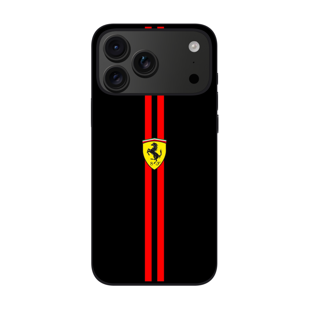 F1 Formula 1 Ferrari Phone Case For iPhone Samsung Galaxy Pixel - Ferrari Logo Red Stripes On Black Textured Background