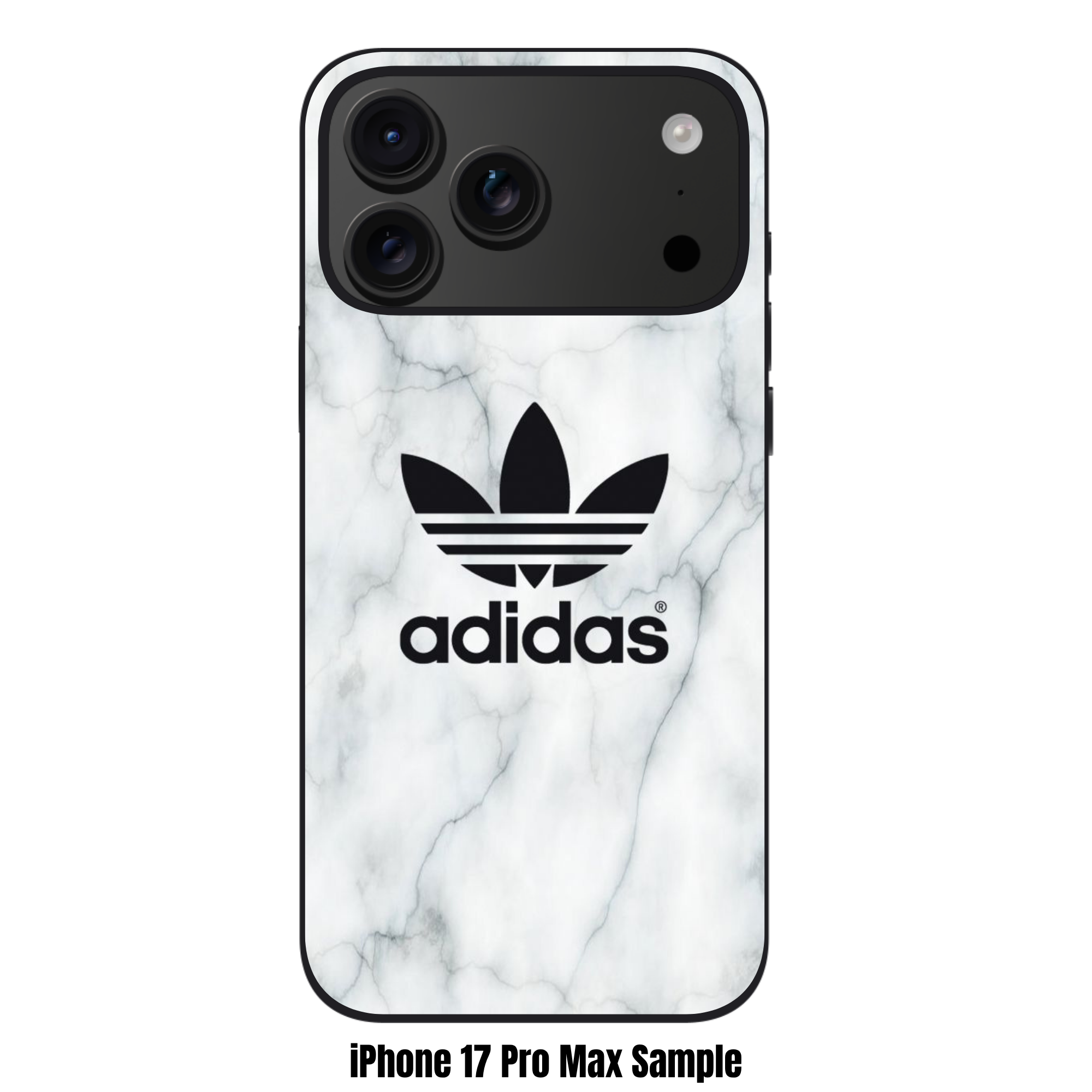 Adidas Phone Case For iPhone Samsung Galaxy Pixel - Adidas Trefoil Logo On White Marble Textured Background