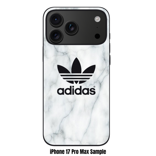 Adidas Phone Case For iPhone Samsung Galaxy Pixel - Adidas Trefoil Logo On White Marble Textured Background