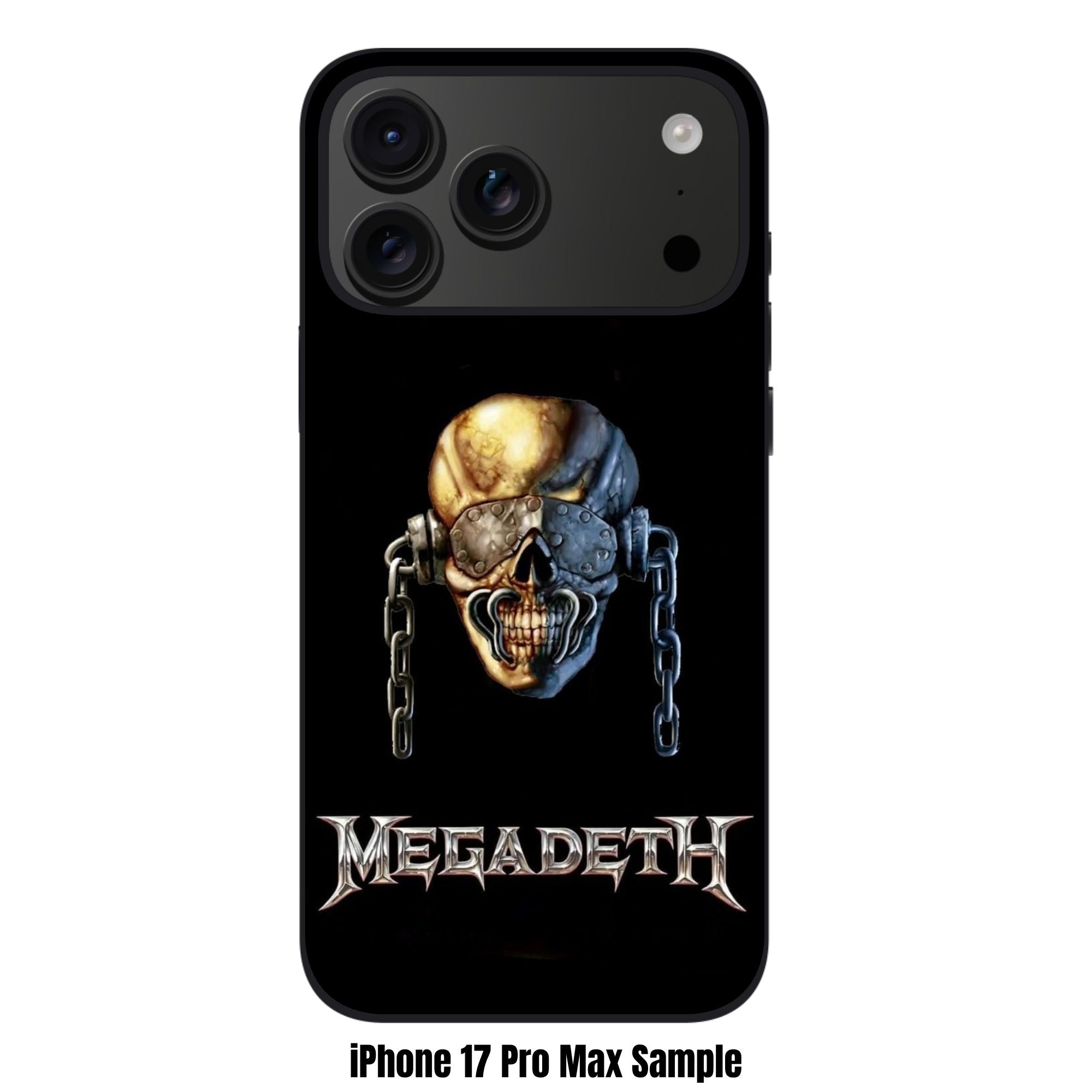 Megadeth Phone Case For iPhone Samsung Galaxy Pixel - Megadeth Metallic Logo And Vic Rattlehead On Black Background