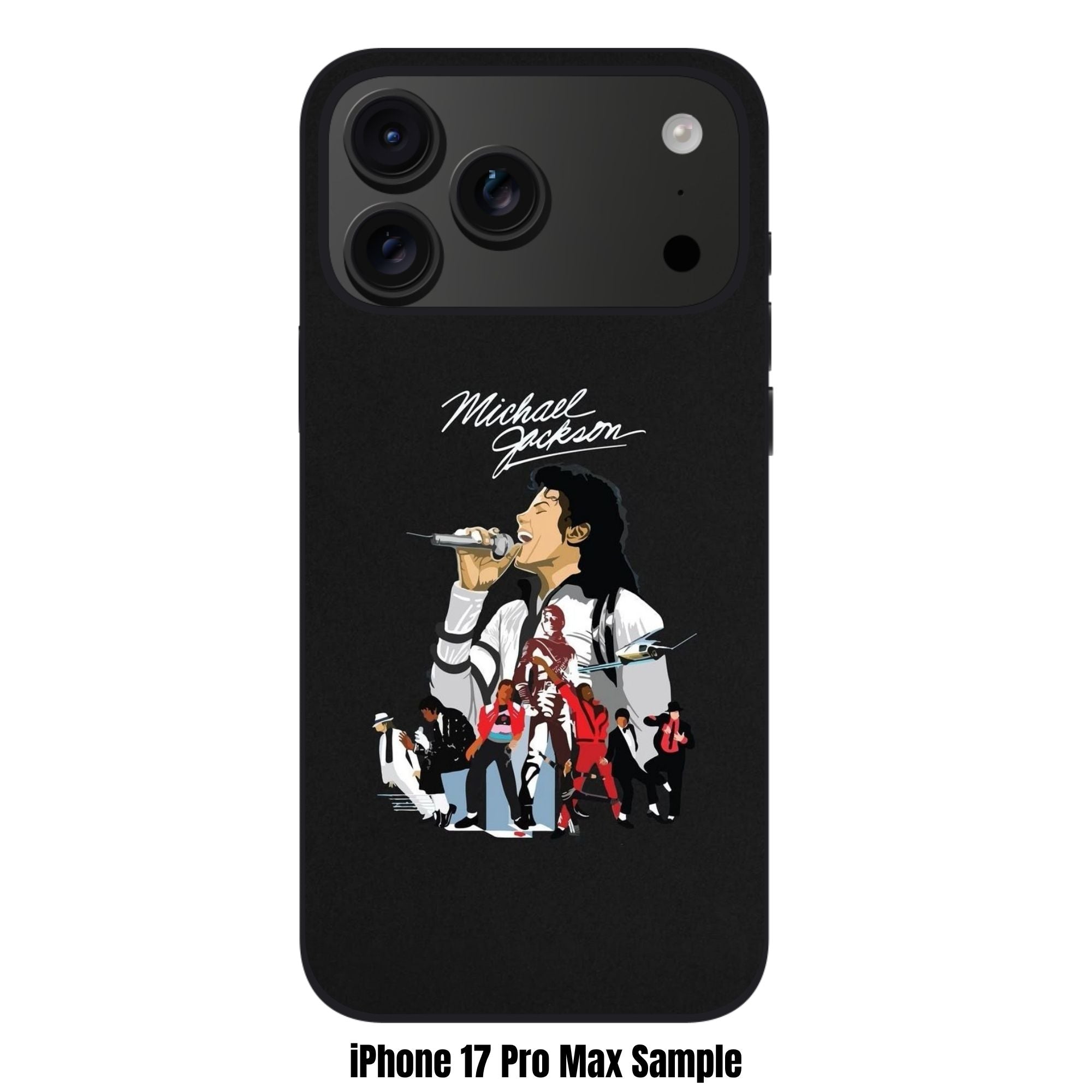 Michael Jackson Phone Case For iPhone Samsung Galaxy Pixel - Michael Jackson Signature And Singing Illustration Collage In Black Background