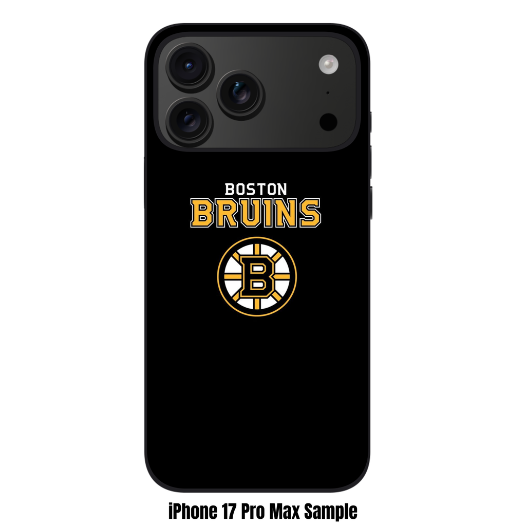 NHL Boston Bruins Phone Case For iPhone Samsung Galaxy Pixel - Boston Bruins Logo And Wordmark On Black Background