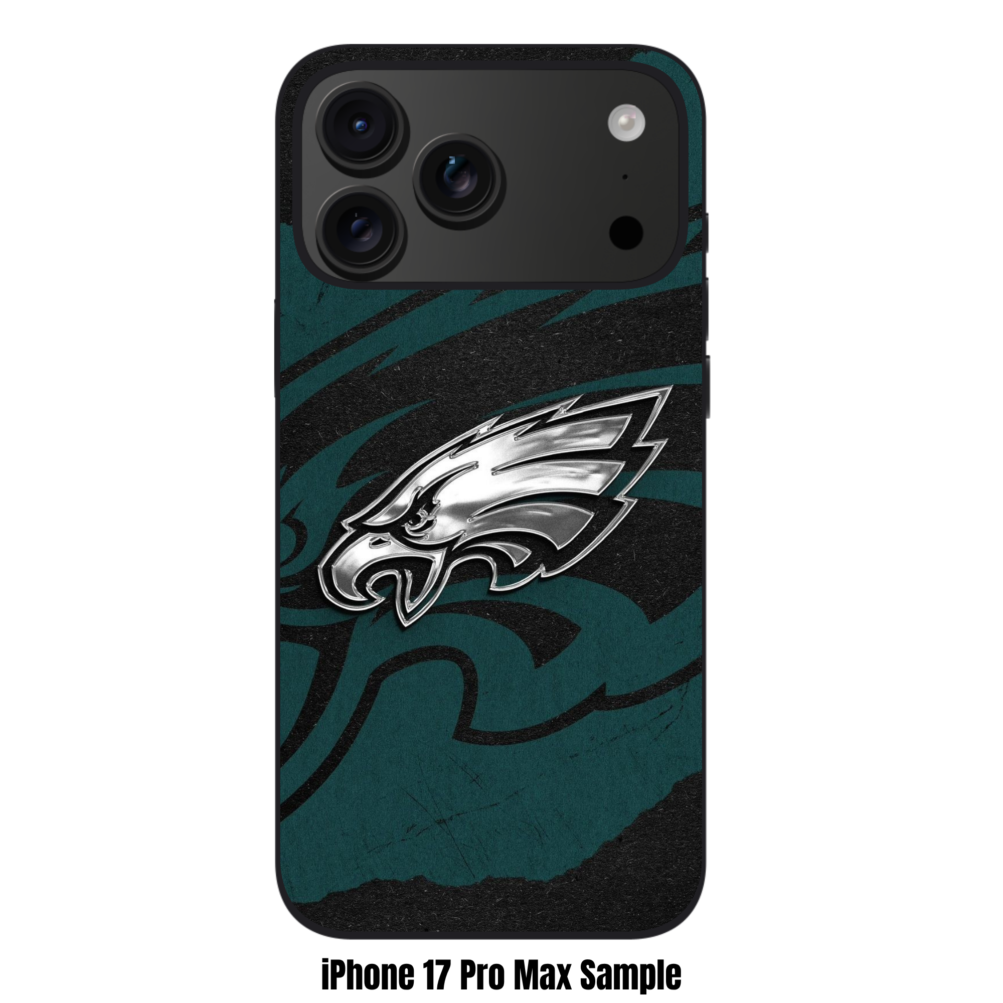 NFL Philadelphia Eagles Phone Case For iPhone Samsung Galaxy Pixel - Philadelphia Eagles Metallic Logo On Distressed Midnight Green Background