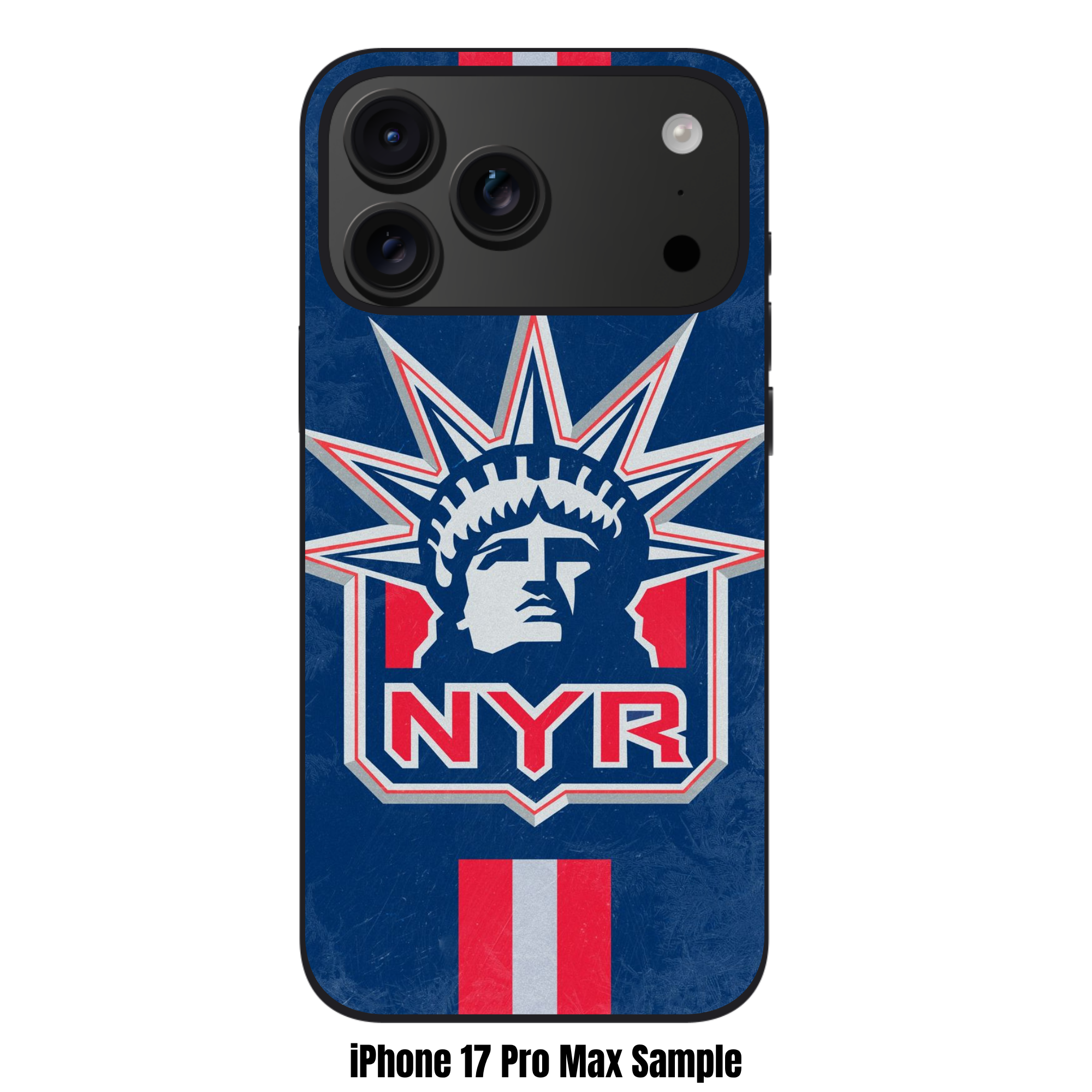 NHL New York Rangers Phone Case For iPhone Samsung Galaxy Pixel - New York Rangers Lady Liberty Logo On Striped Blue Background