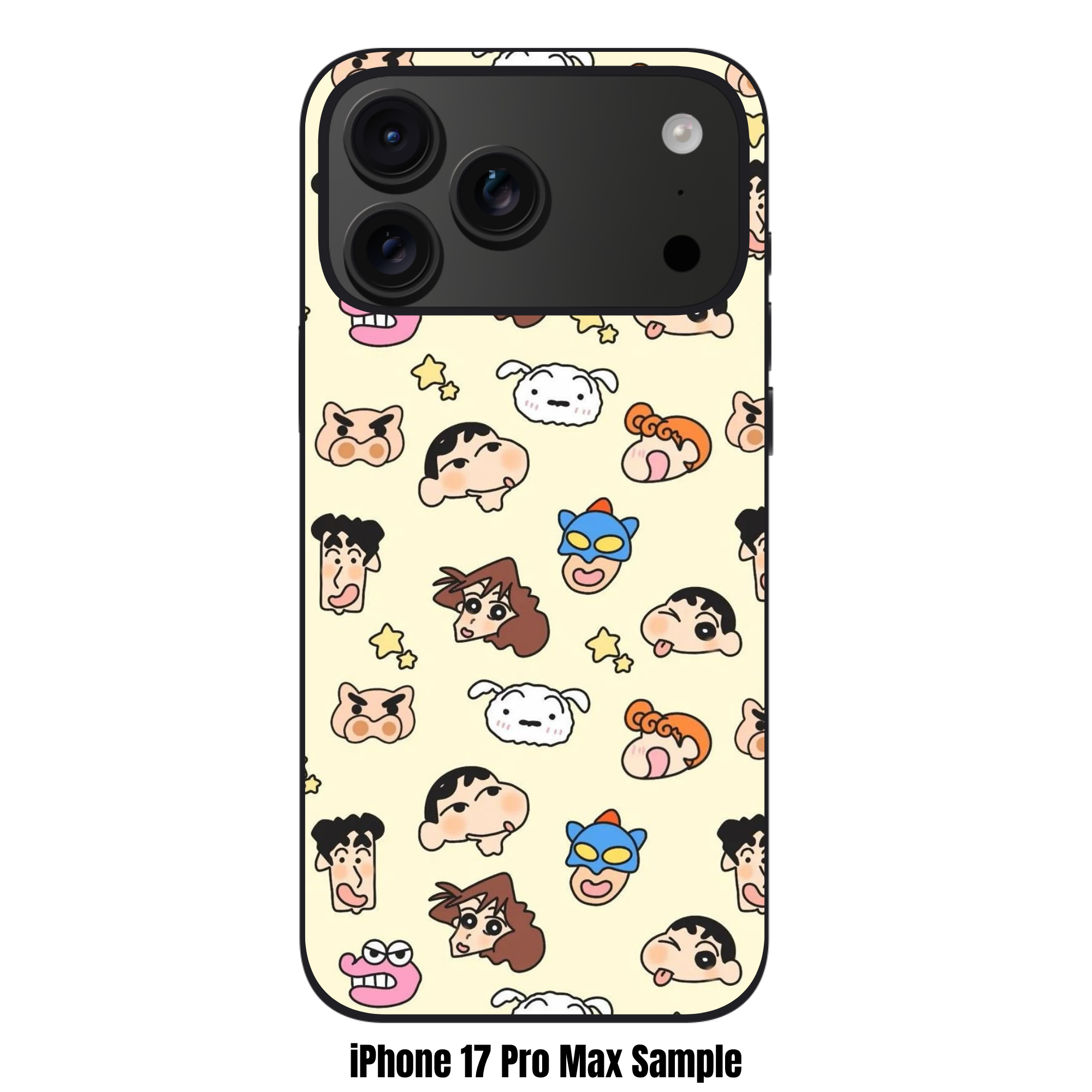 Crayon Shin Chan Phone Case For iPhone Samsung Galaxy Pixel - Crayon Shin Chan Anime Character Pattern On Light Yellow Background