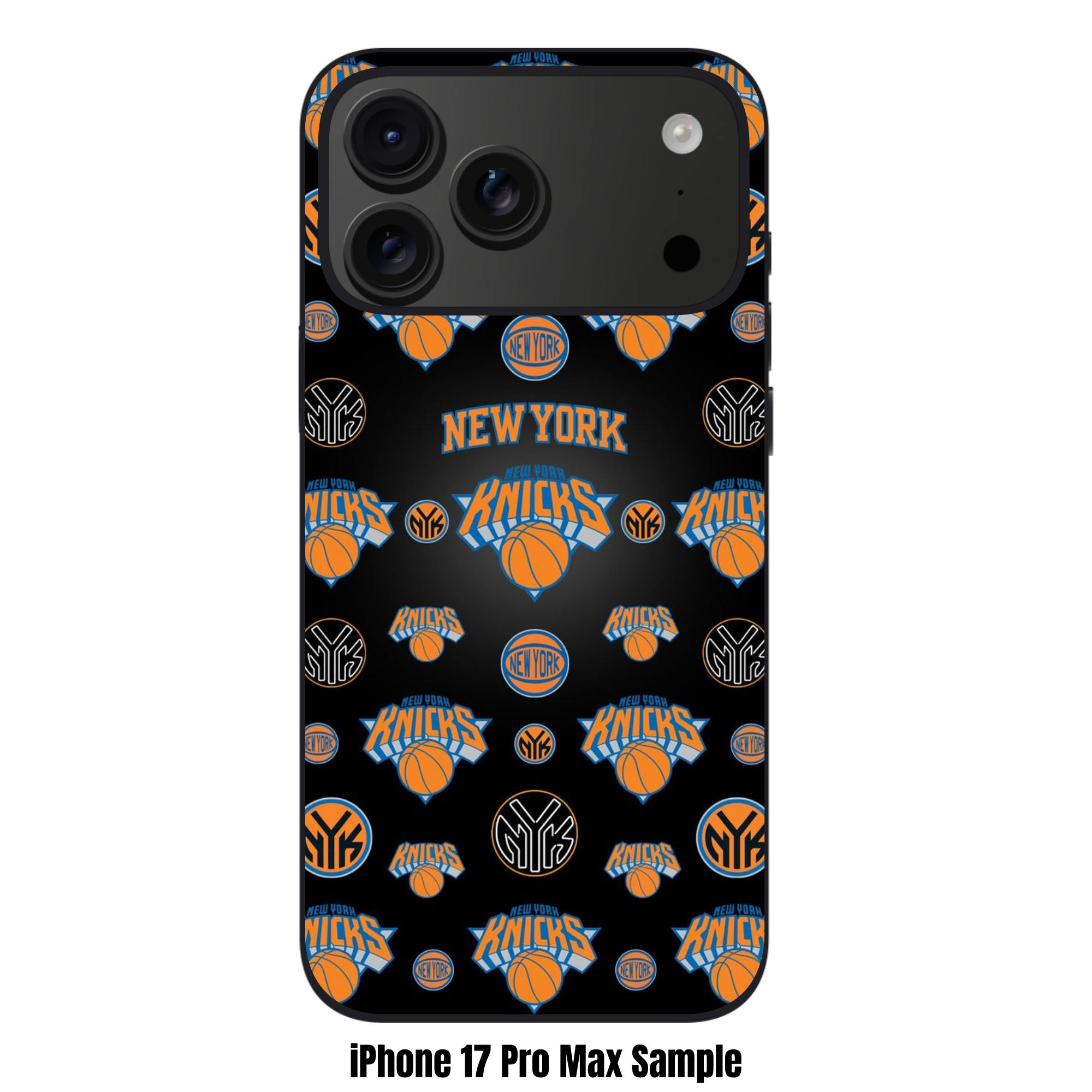 NBA New York Knicks Phone Case For iPhone Samsung Galaxy Pixel - New York Knicks Logo Pattern On Black Background