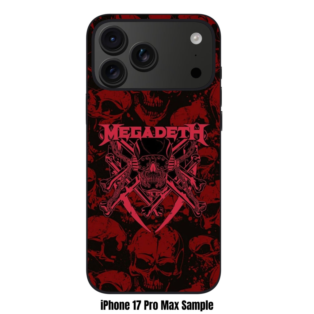 Megadeth Phone Case For iPhone Samsung Galaxy Pixel - Megadeth Vic Rattlehead Logo On Red Skull Background