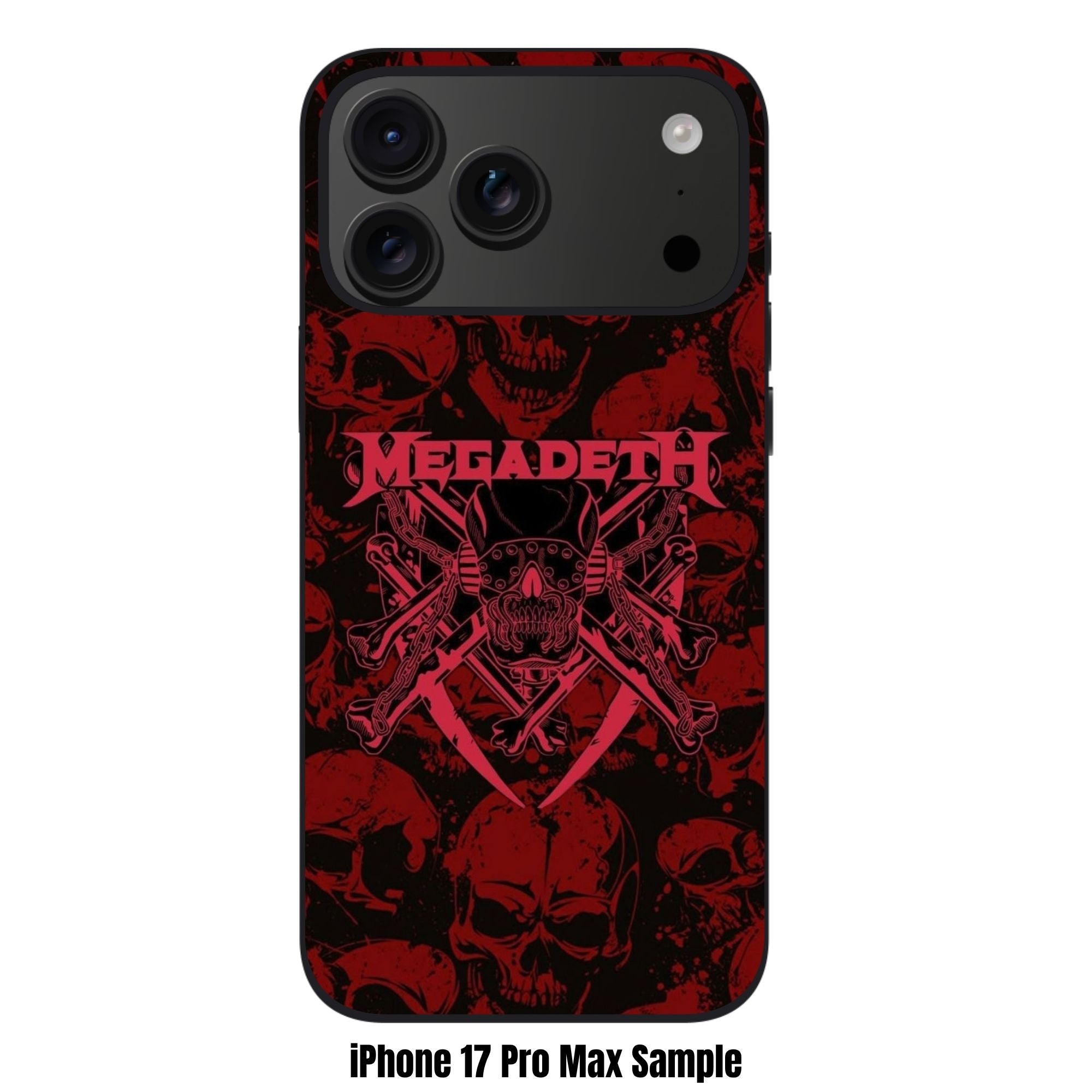 Megadeth Phone Case For iPhone Samsung Galaxy Pixel - Megadeth Vic Rattlehead Logo On Red Skull Background