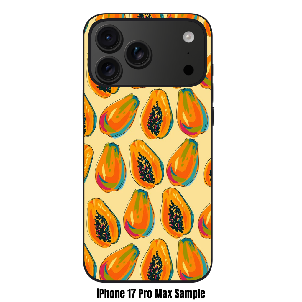 Papaya Pattern Phone Case For iPhone Samsung Galaxy Pixel - Vibrant Papaya Pattern In Cream Background