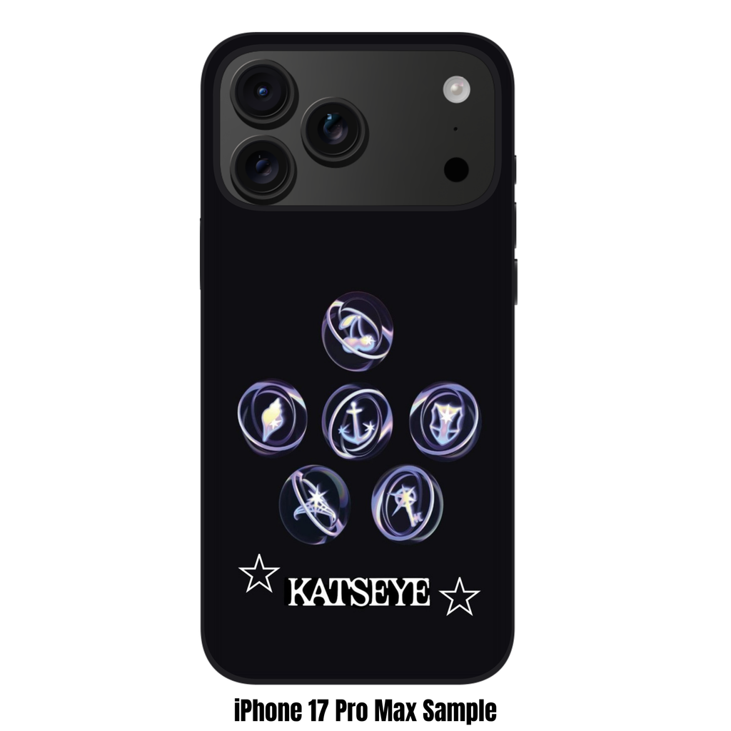 Katseye Phone Case For iPhone Samsung Galaxy Pixel - Katseye Official Member Charm Orbs Graphic On Black Background