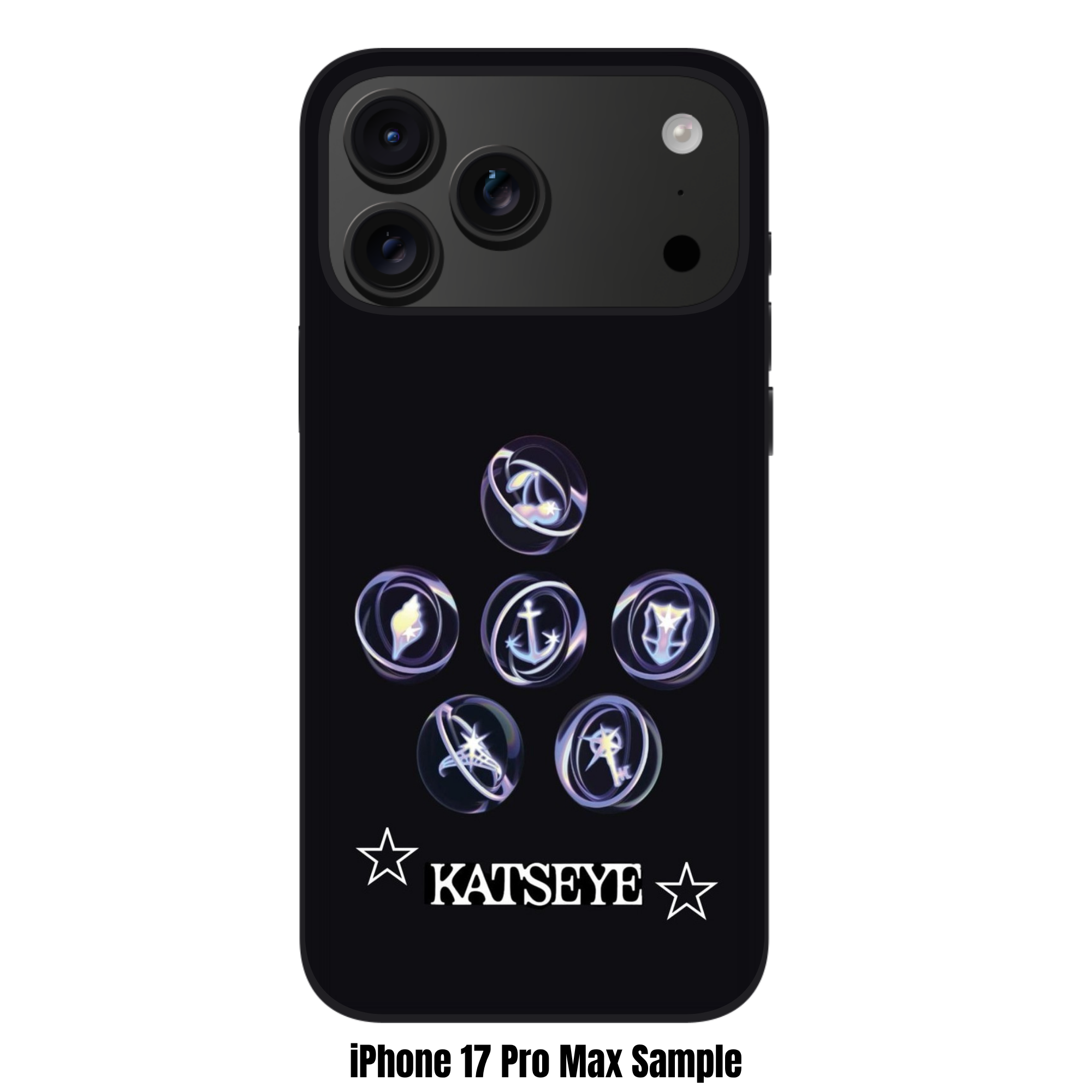 Katseye Phone Case For iPhone Samsung Galaxy Pixel - Katseye Official Member Charm Orbs Graphic On Black Background