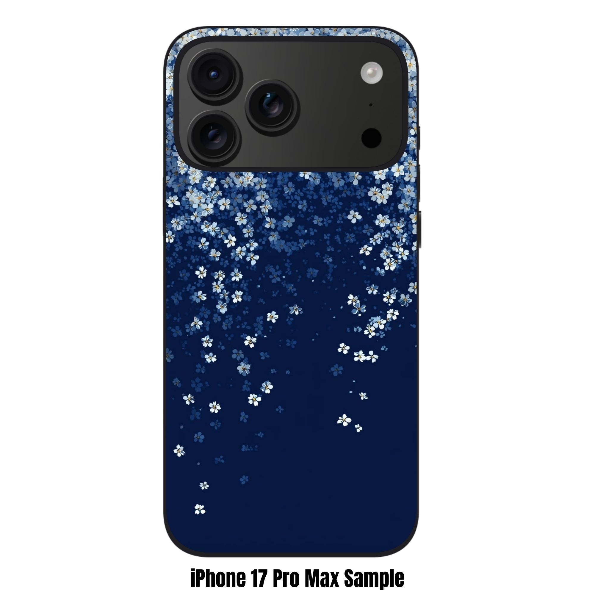 Floral Pattern Phone Case For iPhone Samsung Galaxy Pixel - Cascading Babys Breath Pattern On Navy Background