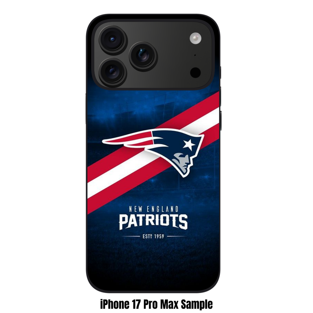 NFL New England Patriots Phone Case For iPhone Samsung Galaxy Pixel - New England Patriots Logo And Diagonal Stripe On Stadium Background