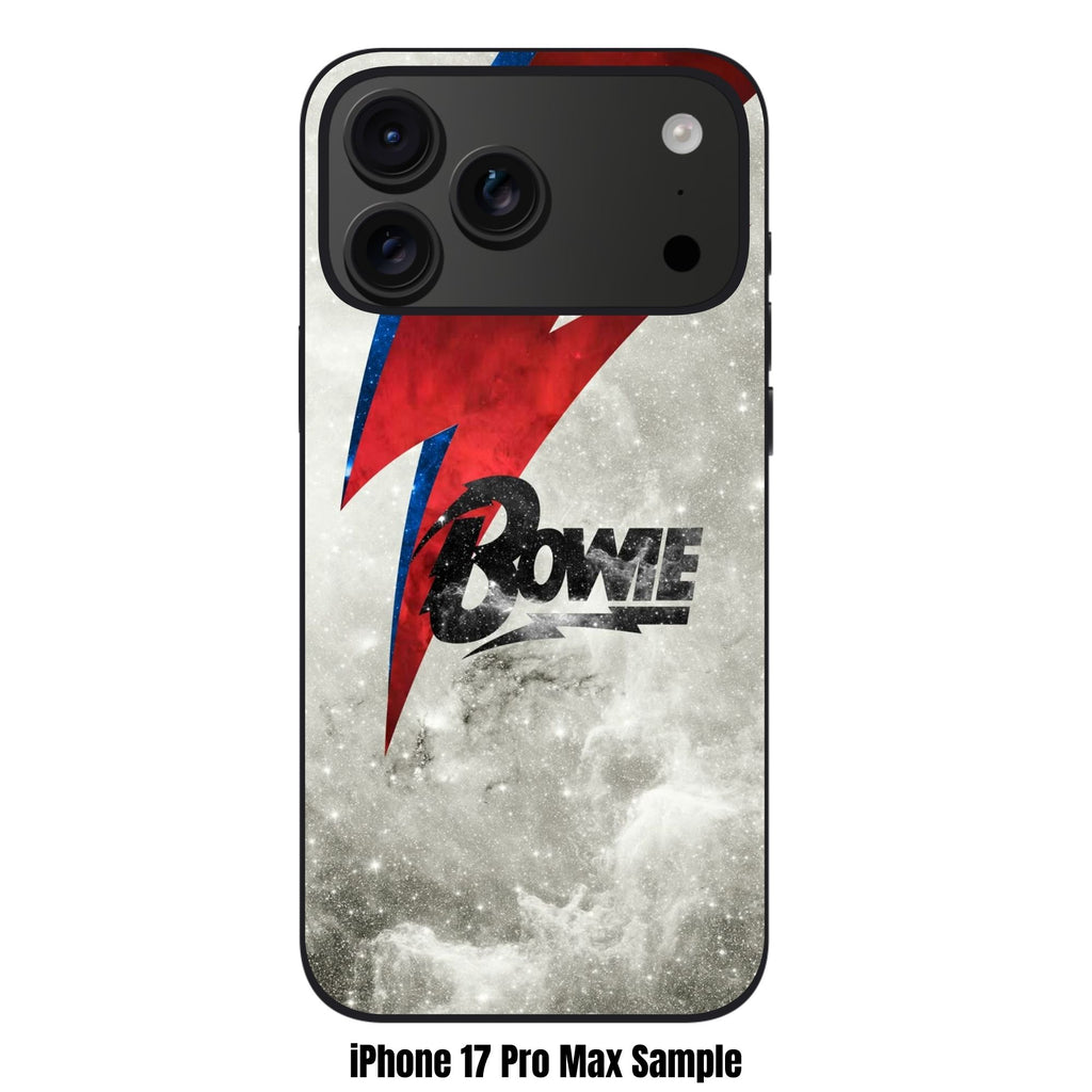 David Bowie Phone Case For iPhone Samsung Galaxy Pixel - David Bowie Aladdin Sane Lightning Bolt Typography On Galaxy Background