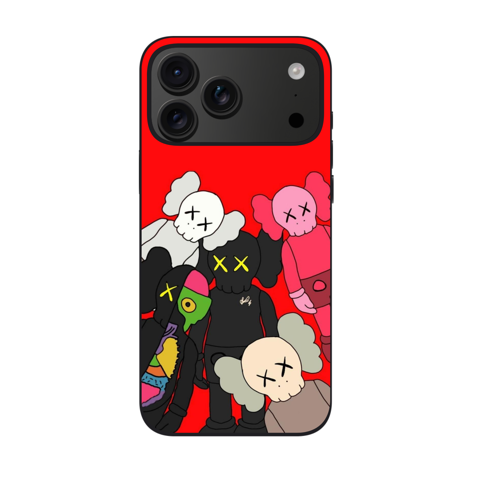 Kaws Phone Case For iPhone Samsung Galaxy Pixel - Kaws Family On Red Background