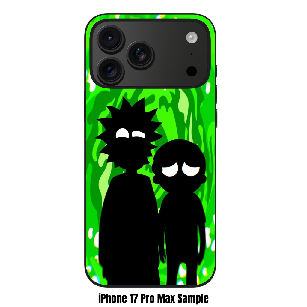 Rick And Morty Phone Case For iPhone Samsung Galaxy Pixel - Rick And Morty Silhouette On Green Portal Background