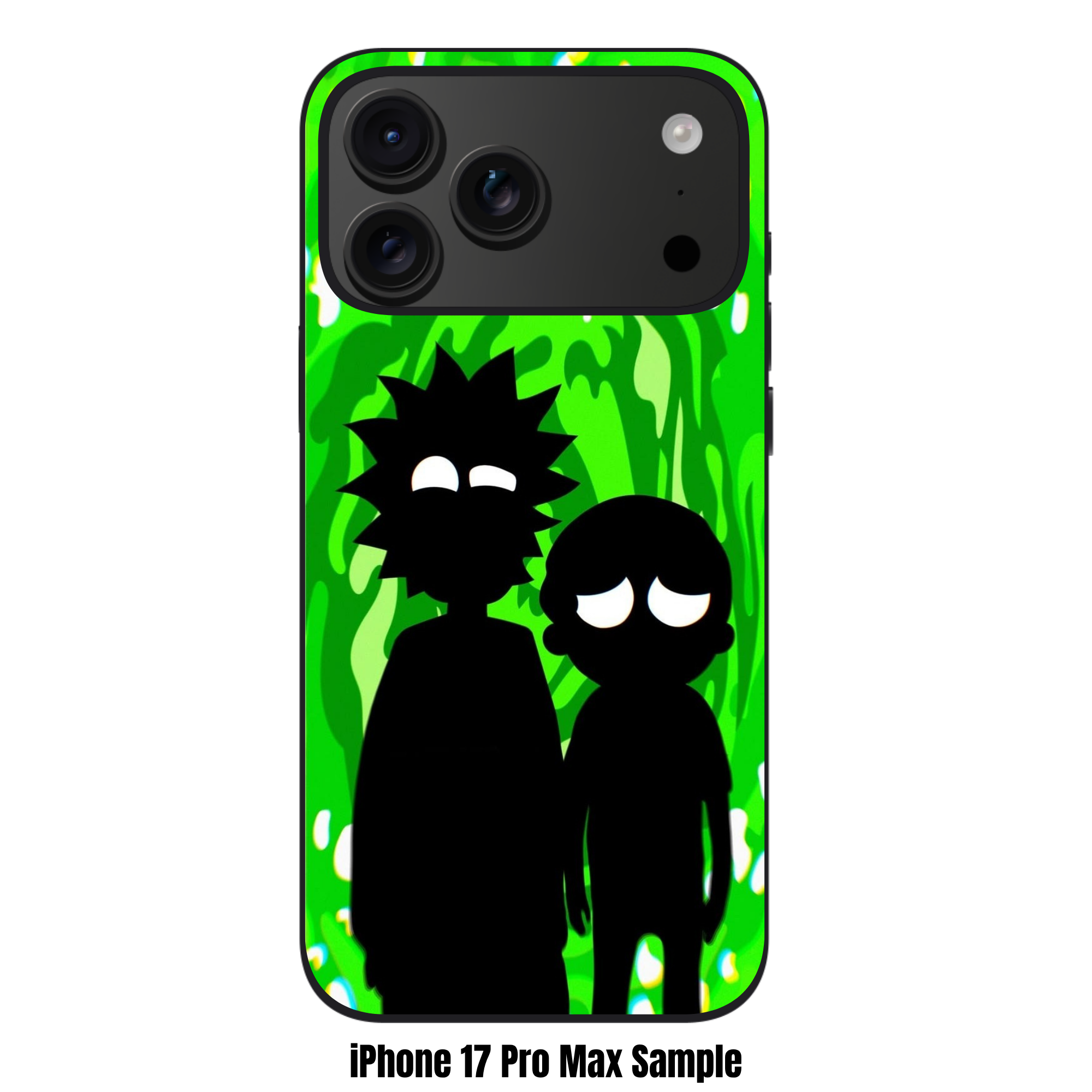 Rick And Morty Phone Case For iPhone Samsung Galaxy Pixel - Rick And Morty Silhouette On Green Portal Background
