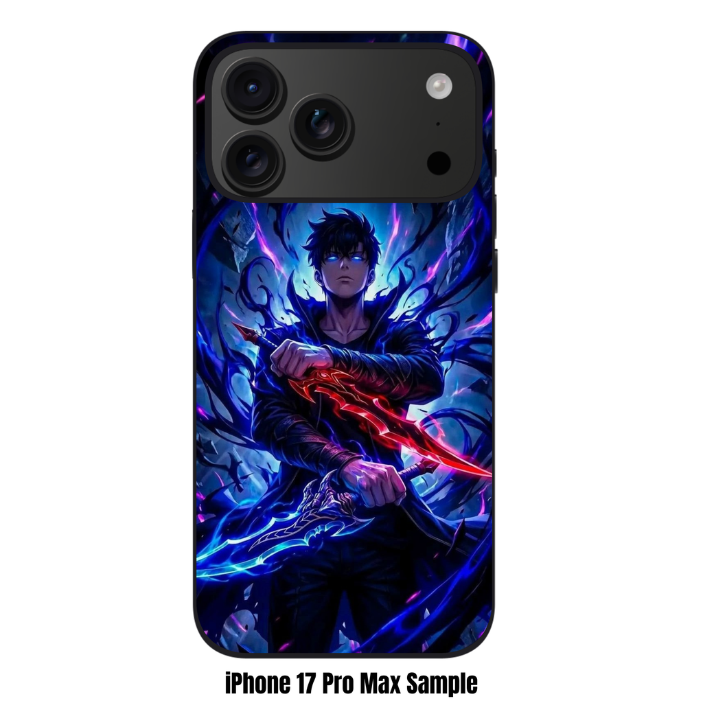 Solo Leveling Sung Jin woo Phone Case For iPhone Samsung Galaxy Pixel - Sung Jin woo Holding Red and Blue Daggers On Black Background