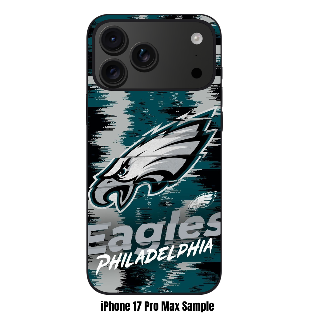 NFL Philadelphia Eagles Phone Case For iPhone Samsung Galaxy Pixel - Philadelphia Eagles Logo And Wordmark On Pixelated Textured Background