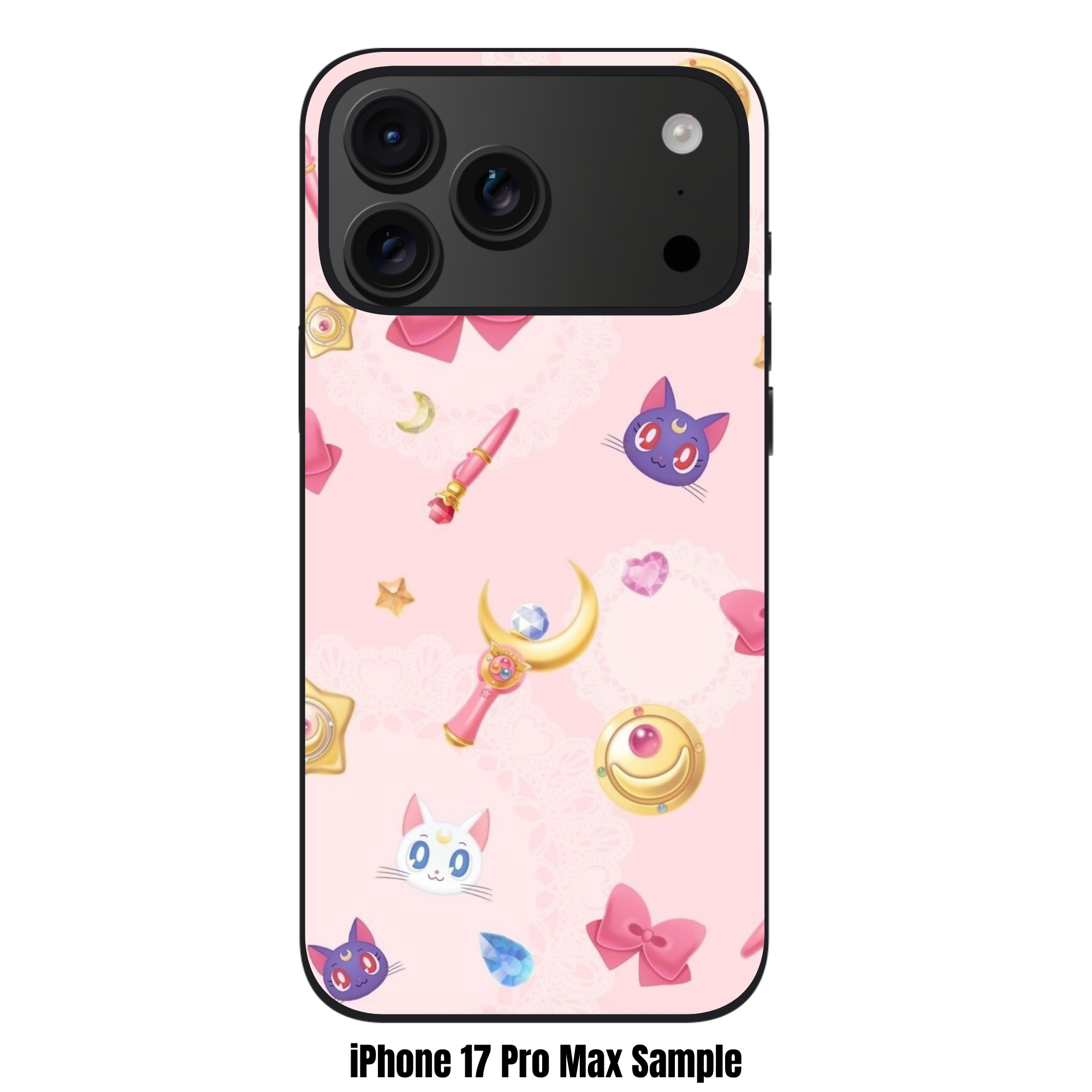 Sailor Moon Phone Case For iPhone Samsung Galaxy Pixel - Sailor Moon Magical Items Luna And Artemis Pattern On Pink Background