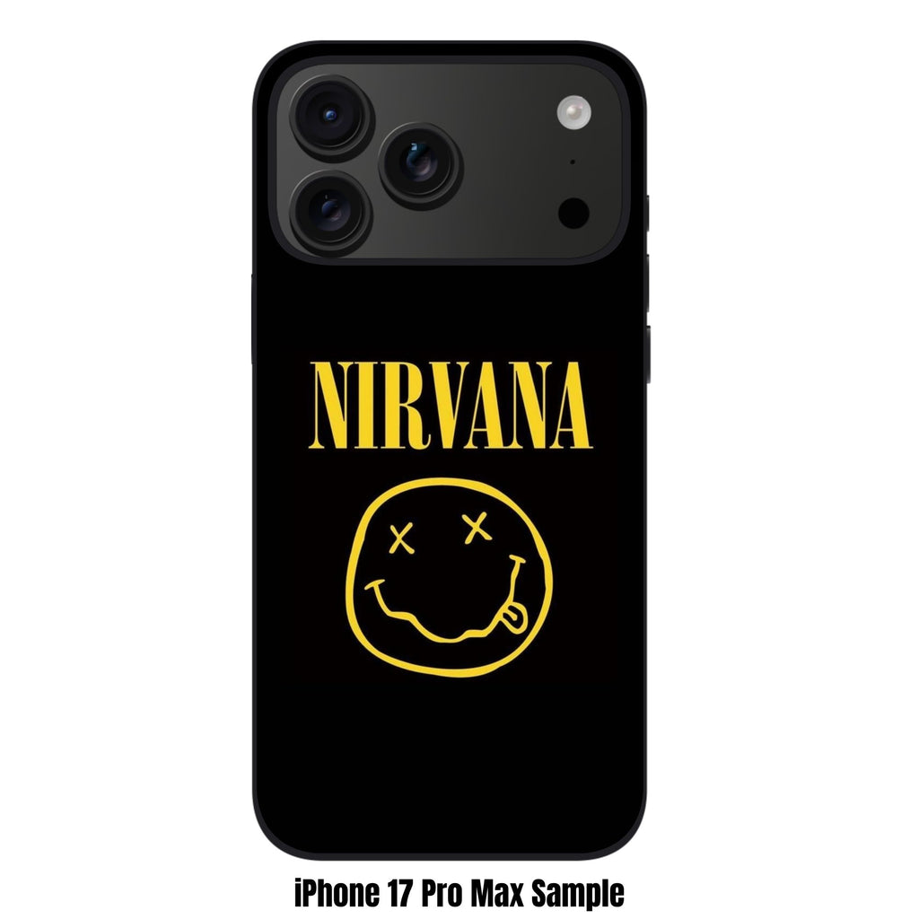 Nirvana Phone Case For iPhone Samsung Galaxy Pixel - Nirvana Iconic Smiley Face Logo In Black Background