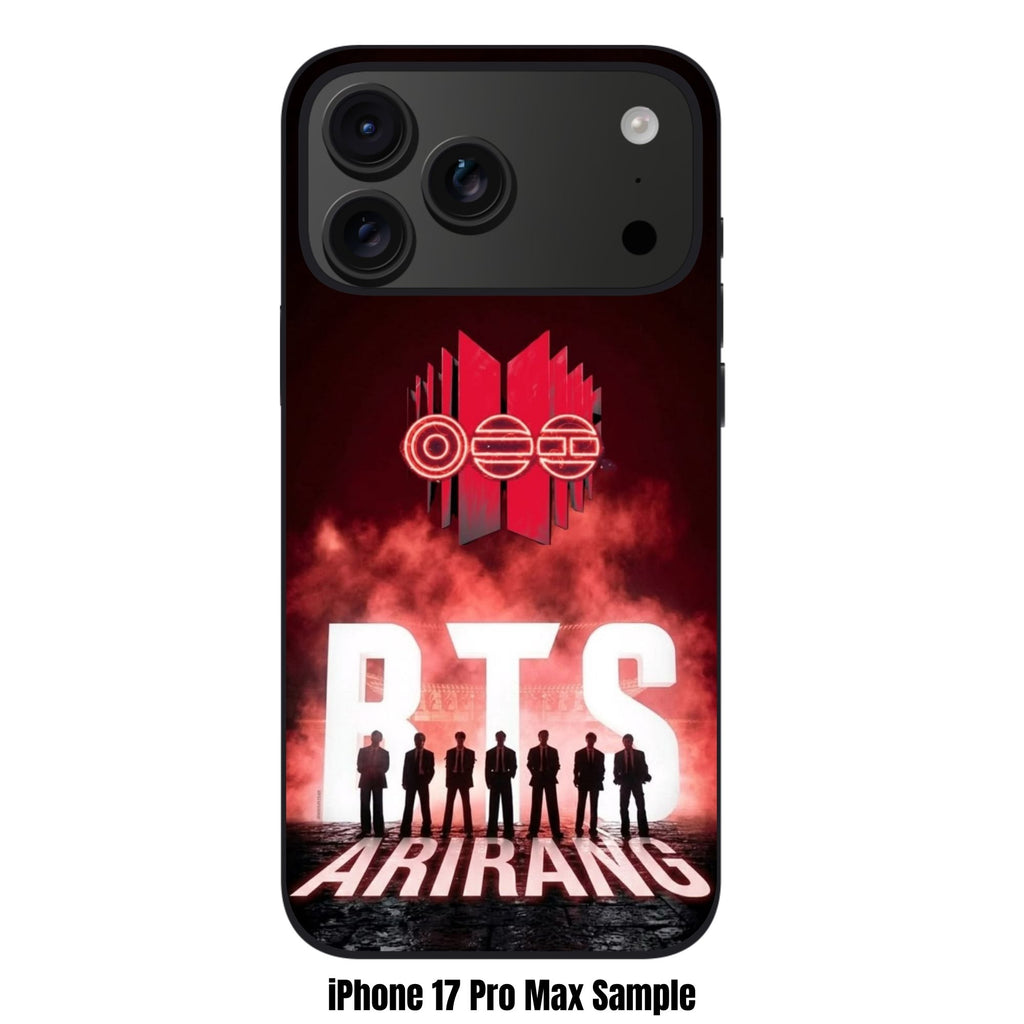 BTS Phone Case For iPhone Samsung Galaxy Pixel - BTS Arirang Silhouette Poster On Red Smokey Background
