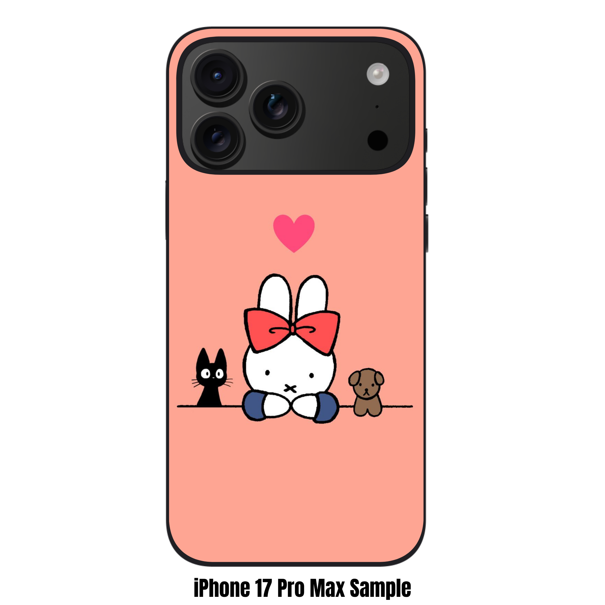 Miffy Phone Case For iPhone Samsung Galaxy Pixel - Miffy With Big Red Bow And Friends In Peach Background