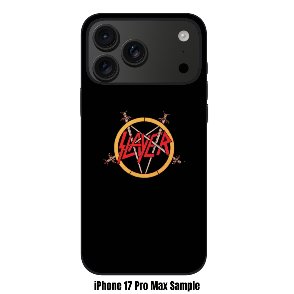 Slayer Phone Case For iPhone Samsung Galaxy Pixel - Slayer Pentagram And Swords Logo On Black Background