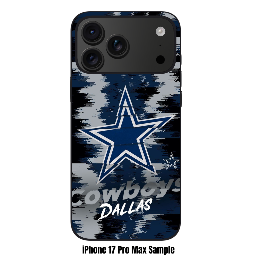 NFL Dallas Cowboys Phone Case For iPhone Samsung Galaxy Pixel - Dallas Cowboys Logo And Wordmark On Pixelated Textured Background