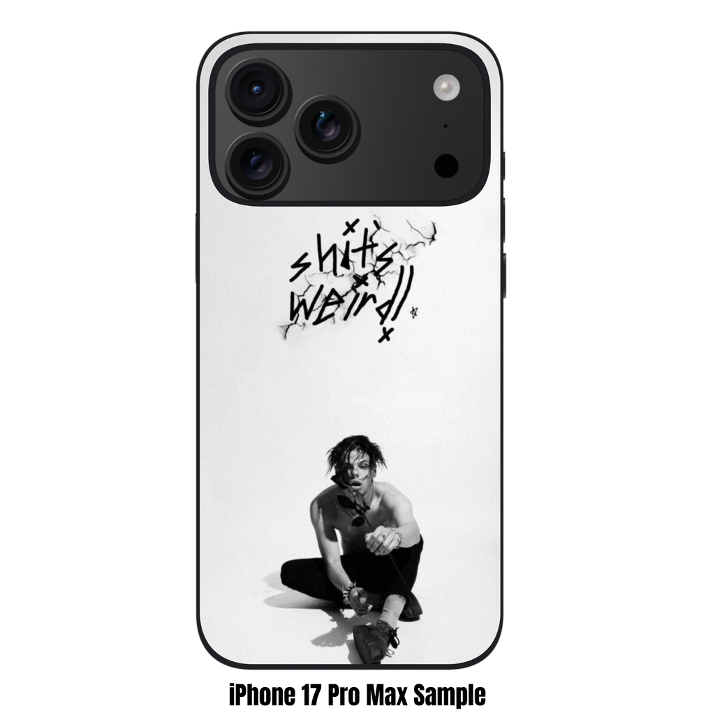 Yungblud Phone Case For iPhone Samsung Galaxy Pixel - Yungblud Sitting Cross Legged Below Handwritten Text On White Background