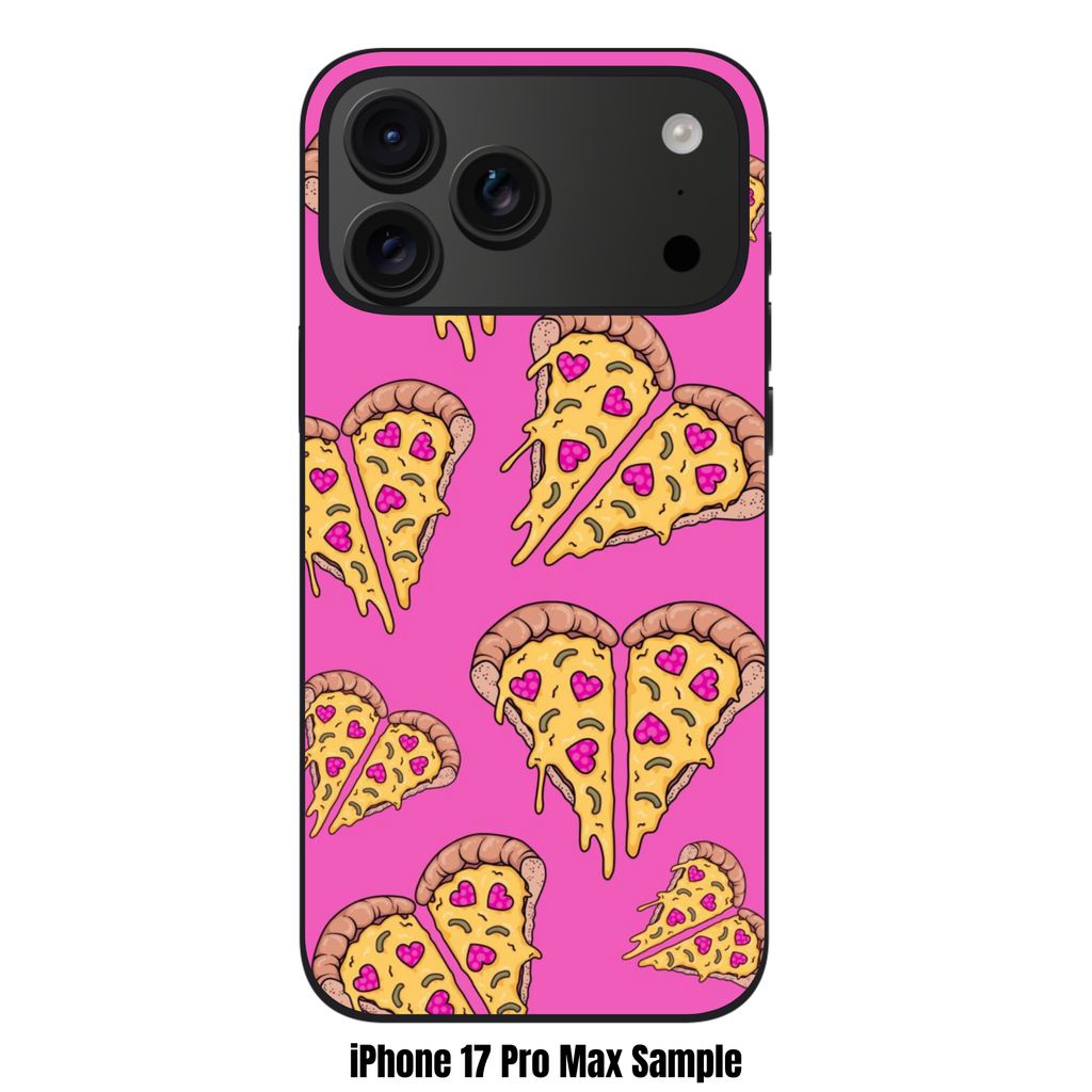 Pizza Pattern Phone Case For iPhone Samsung Galaxy Pixel - Cute Pink Heart Pepperoni Pizza Pattern In Pink Background