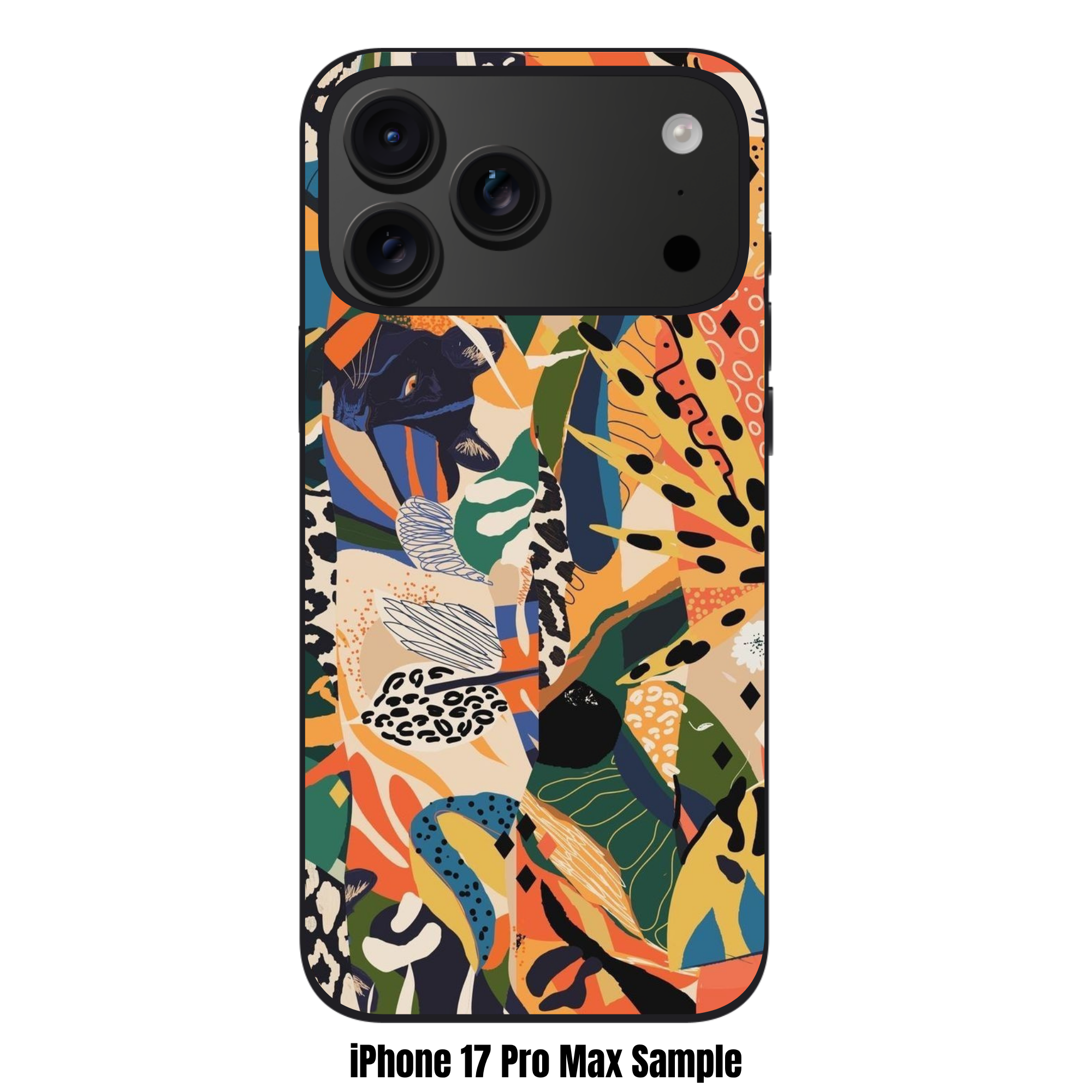Art Print Phone Case For iPhone Samsung Galaxy Pixel - Abstract Tropical Jungle Animal Collage Pattern