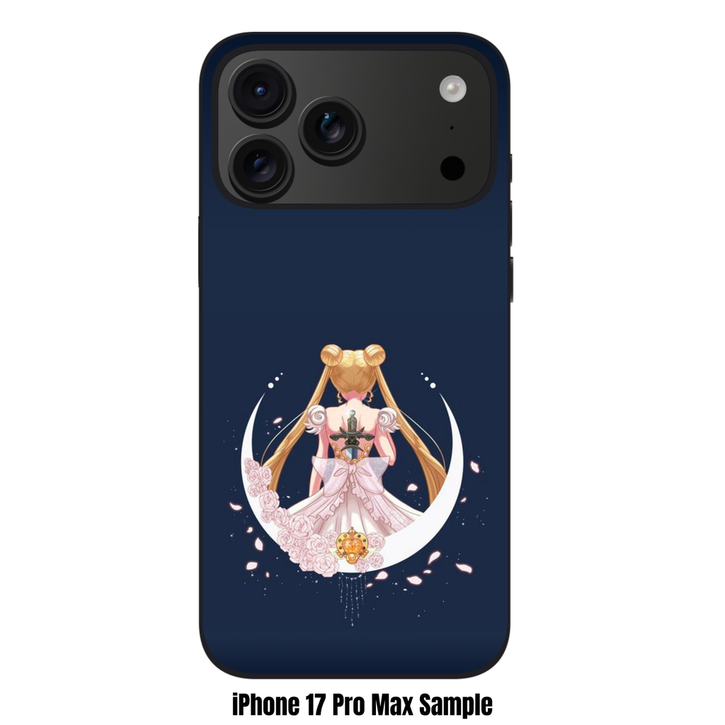 Sailor Moon Phone Case For iPhone Samsung Galaxy Pixel - Princess Serenity Back Profile With Holy Sword On Navy Background