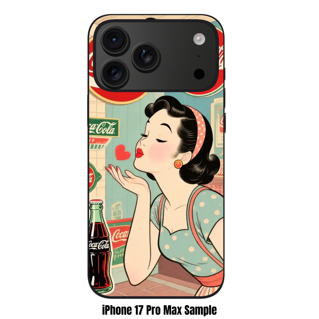 Coca Cola Phone Case For iPhone Samsung Galaxy Pixel - Vintage Style Coca Cola Pin Up Girl Blowing A Heart Kiss Art