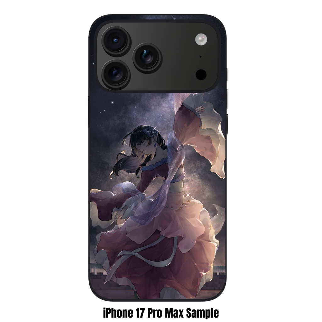 The Apothecary Diaries Maomao Phone Case For iPhone Samsung Galaxy Pixel - Maomao Dancing In A Flowing Pink Dress Under A Starry Night Sky Background