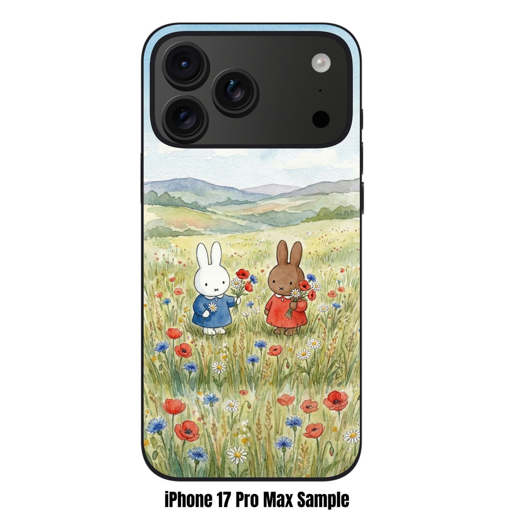 Miffy Phone Case For iPhone Samsung Galaxy Pixel - Miffy And Melanie In Flower Field Watercolor Background