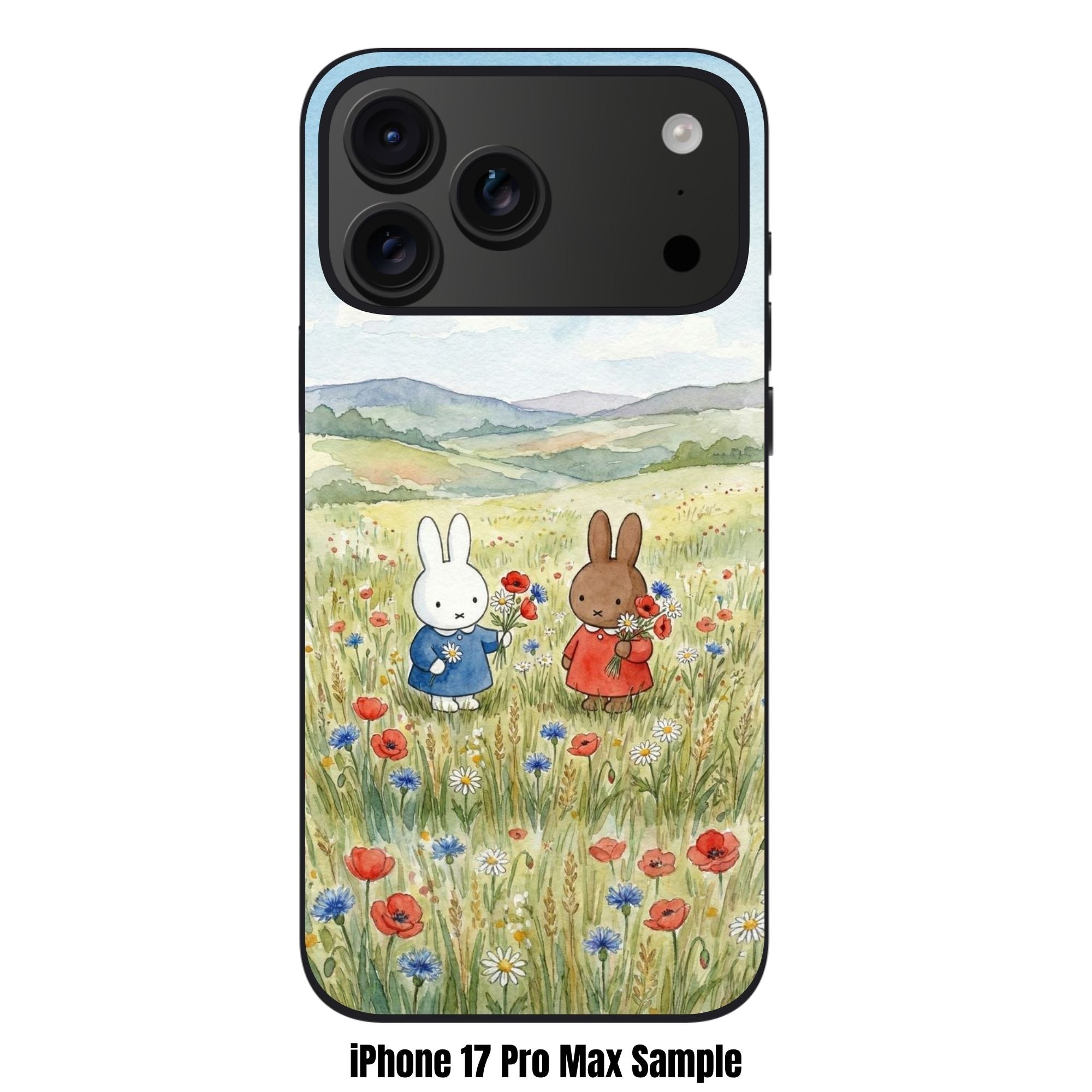 Miffy Phone Case For iPhone Samsung Galaxy Pixel - Miffy And Melanie In Flower Field Watercolor Background
