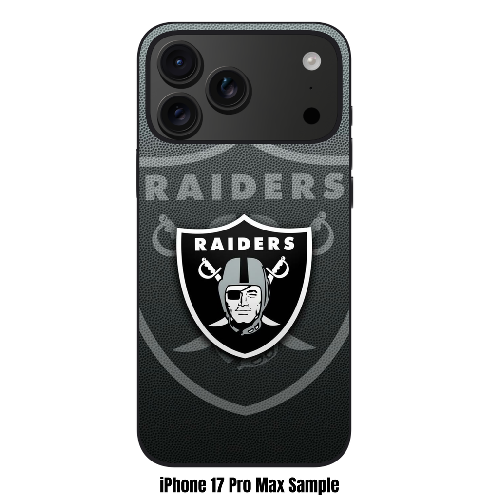 NFL Las Vegas Raiders Phone Case For iPhone Samsung Galaxy Pixel - Las Vegas Raiders Shield And Wordmark On Football Texture Background