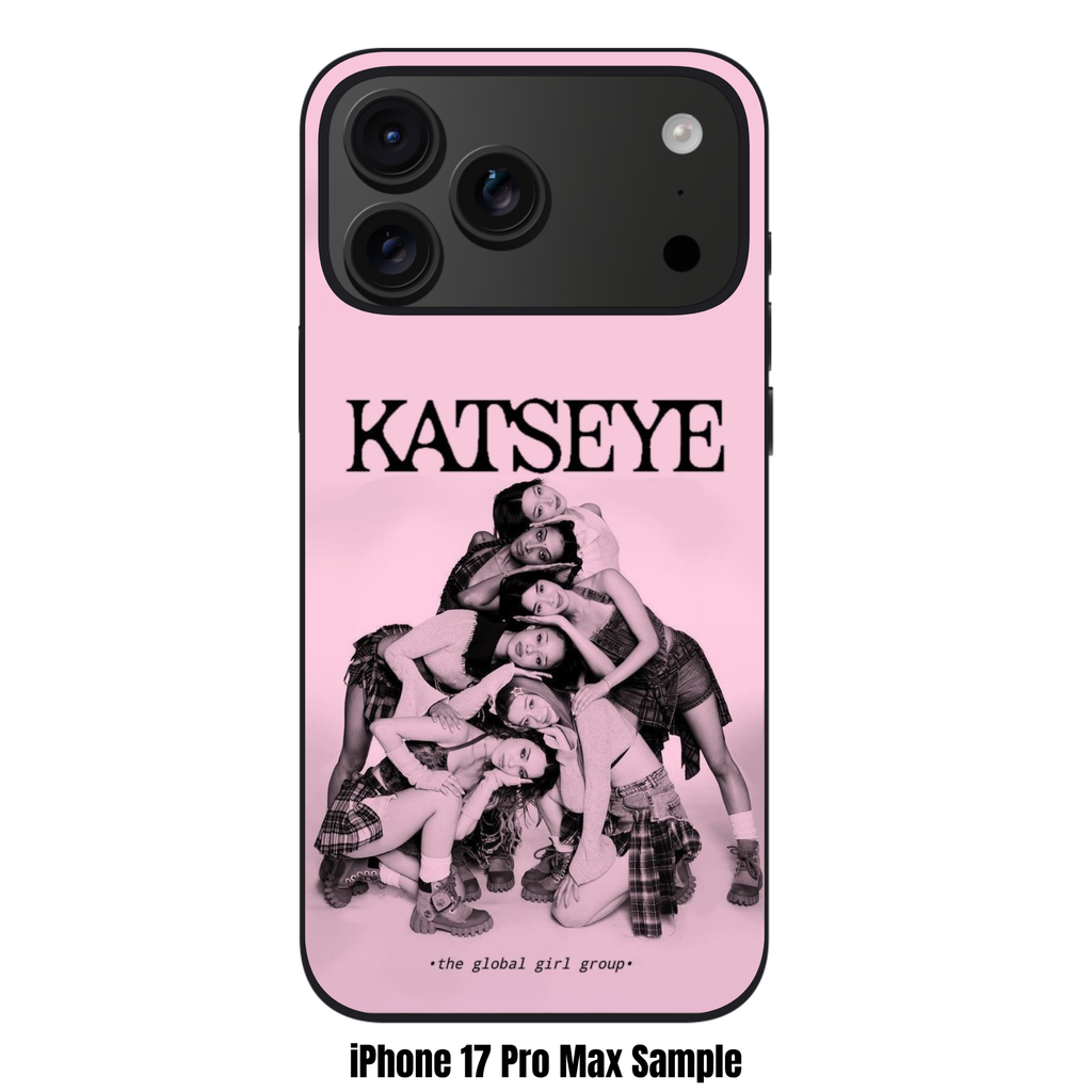 Katseye Phone Case For iPhone Samsung Galaxy Pixel - Katseye Members Stacked Monochromatic Portrait On Pastel Pink Background