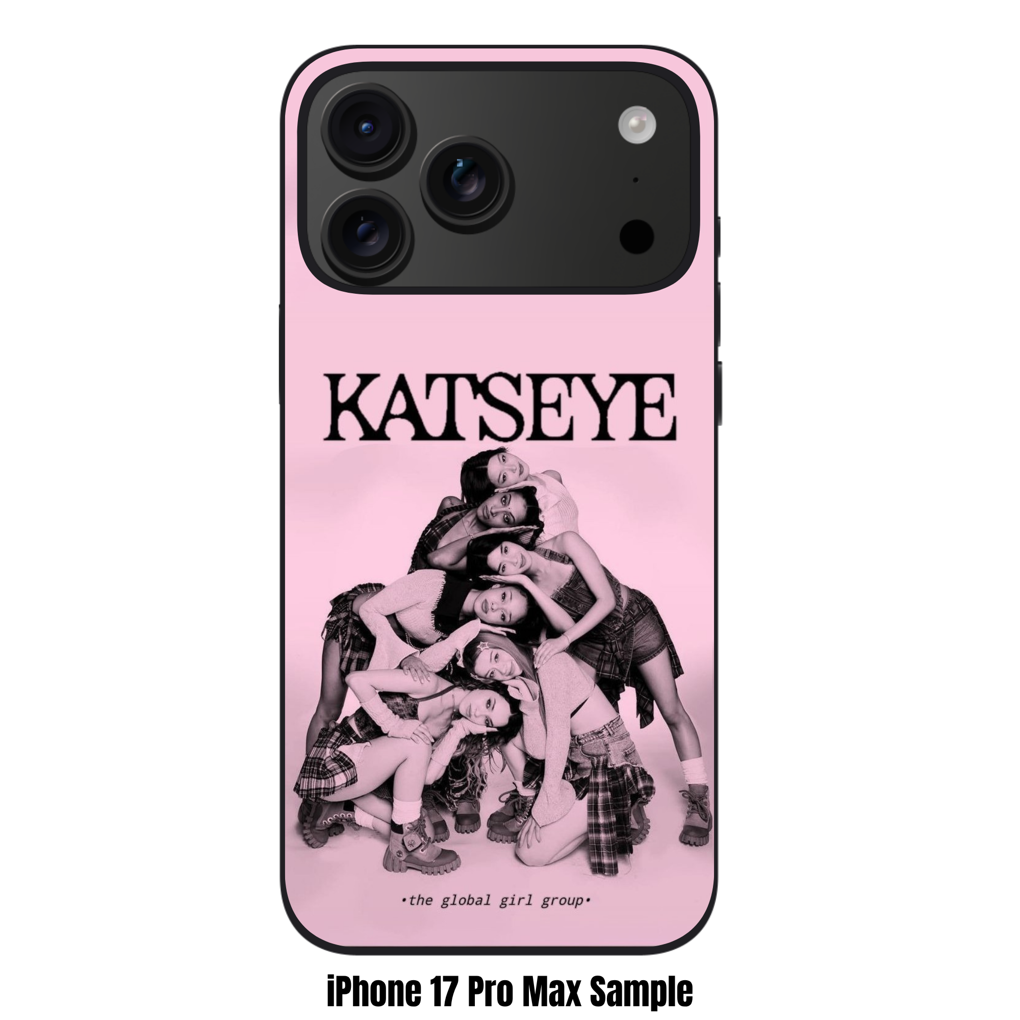 Katseye Phone Case For iPhone Samsung Galaxy Pixel - Katseye Members Stacked Monochromatic Portrait On Pastel Pink Background